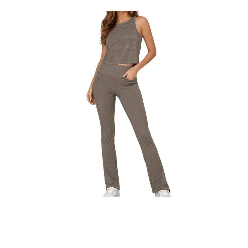 Gottex Athleisure Womens Size XL Beige Top Pant Compression Gym Wear Pilates NWT